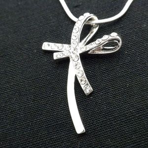 White Gold Plated Cross Austrian Crystal Necklace